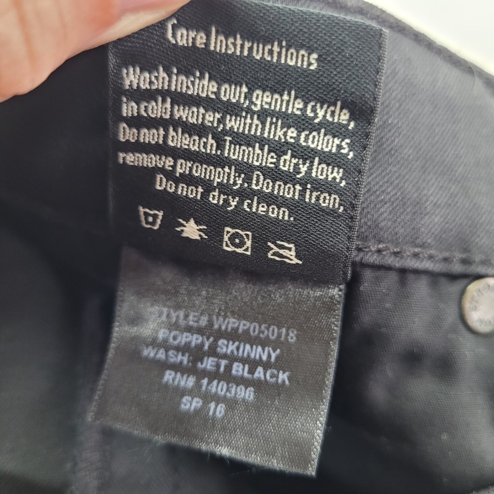 Strom Tio Black Skinny Jeans Womens Size 26 Made in USA Extra Long‎ Cuff Detail - Picture 10 of 13